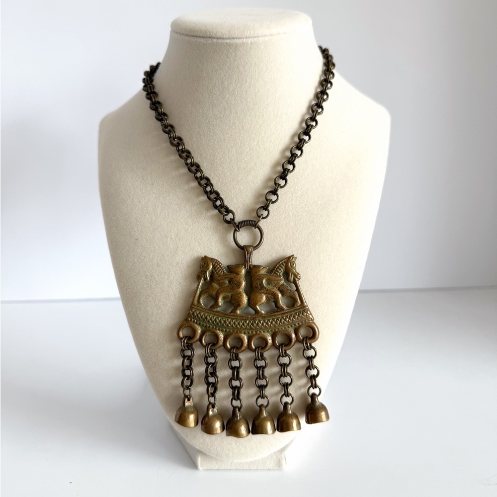 Vintage KALEVALA KORU Finland Bronze Viking Pendant Necklace